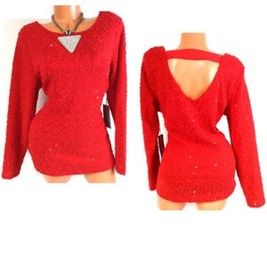 NWT JLO, red textured top. Women’s size small.